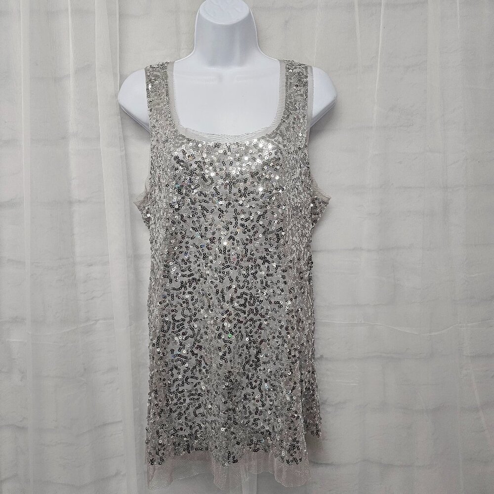 Wildcat Tank Silver Sequins Y2K Glam Fairy Whimsigoth Mesh 1X